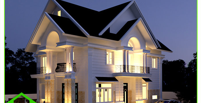 Thiết kế kiến trúc biệt thự 2 tầng hiện đại đẹp 300m2 ở Bảo Lộc, Lâm Đồng ( MS: BTHD 1737)